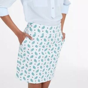 Ann Taylor Cotton Skirt | Size 8 | Light Blue & Green Print | Pockets